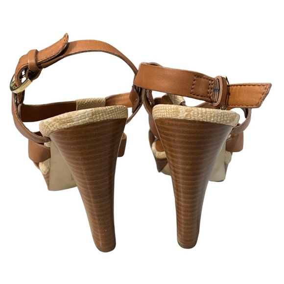 Franco Sarto US 9 L-Betsy Stylish Brown Leather Women's Heels Sandles - Picture 4 of 10